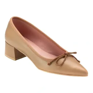 49274 - Taupe Soft Leather Heel for Teen/Women by Pretty Ballerinas