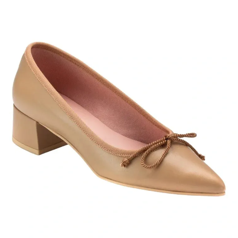 49274 - Taupe Soft Leather Heel for Teen/Women by Pretty Ballerinas