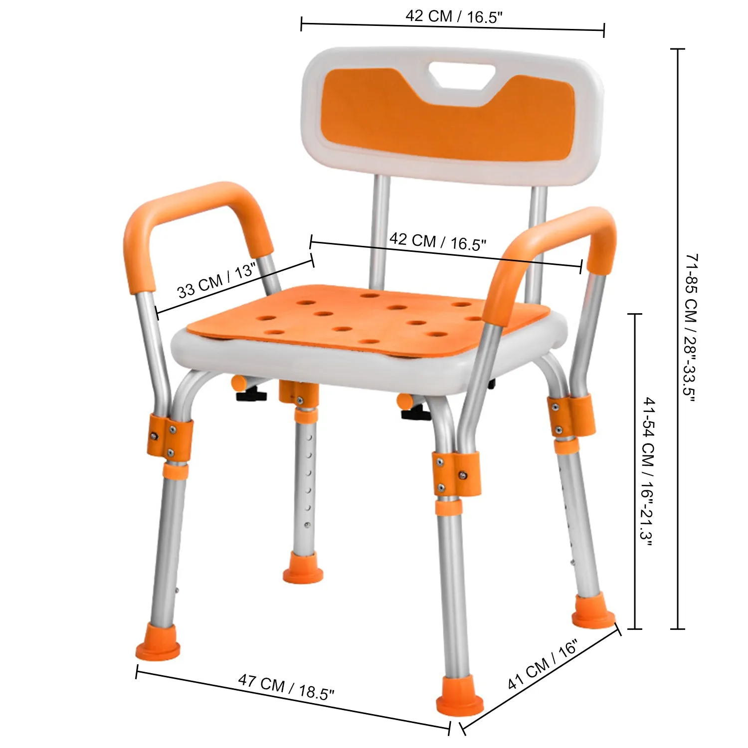 Adjustable Shower Chair, 330 lbs Capacity