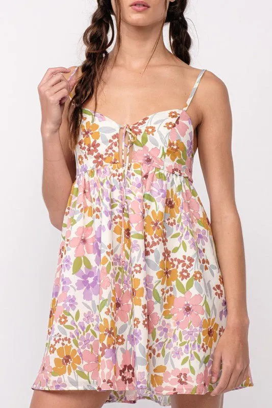 Andriana Lavender Floral Babydoll Cami Mini Dress