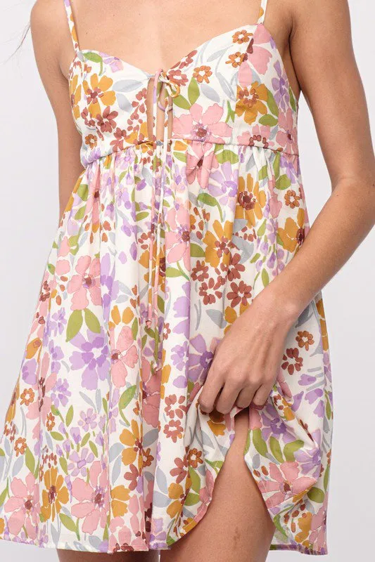 Andriana Lavender Floral Babydoll Cami Mini Dress