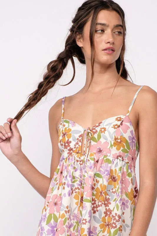 Andriana Lavender Floral Babydoll Cami Mini Dress