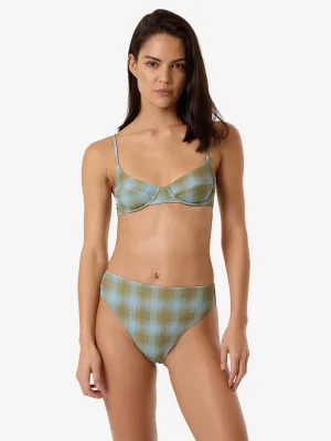 Ansley 90S High Cut Bikini Bottom - Blue Stone