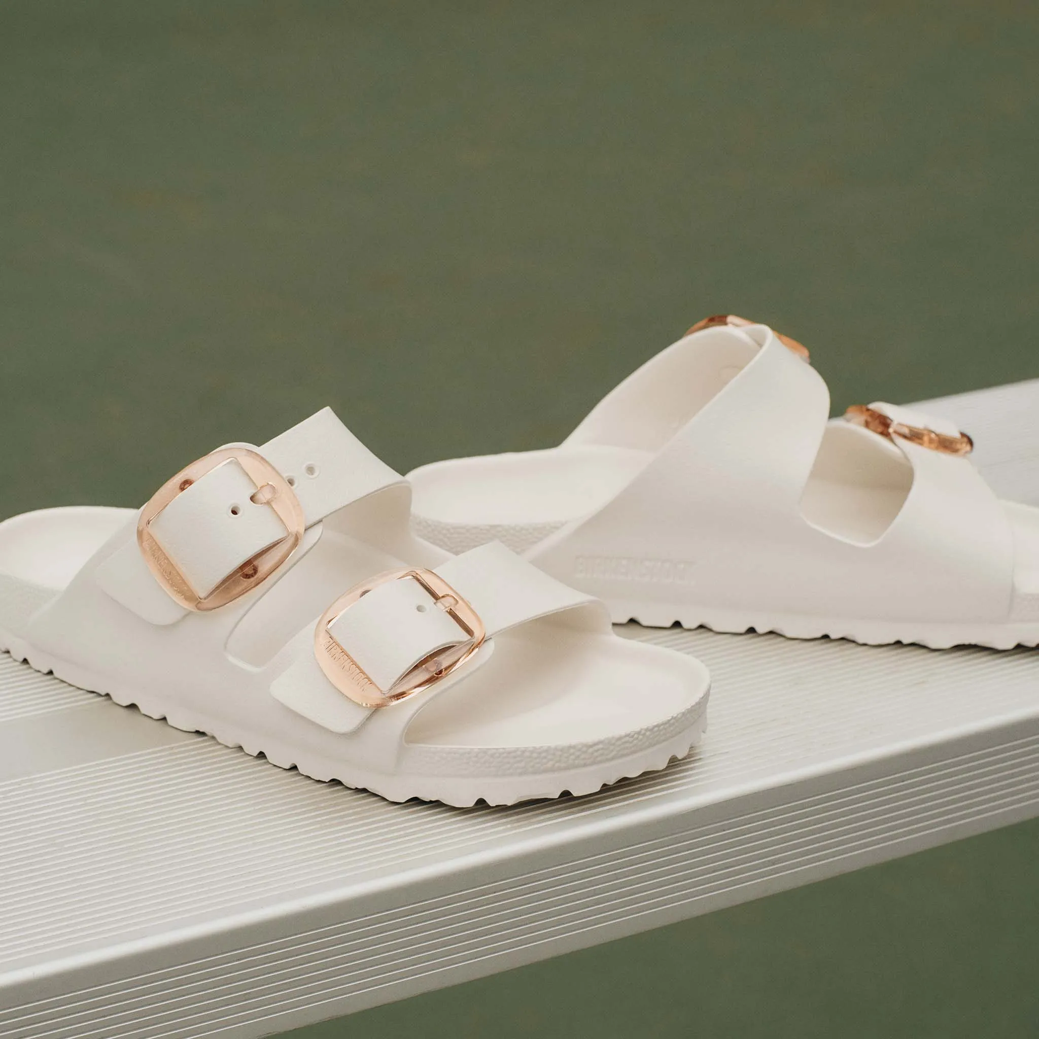 Arizona Big Buckle Eva Sandals in Eggshell