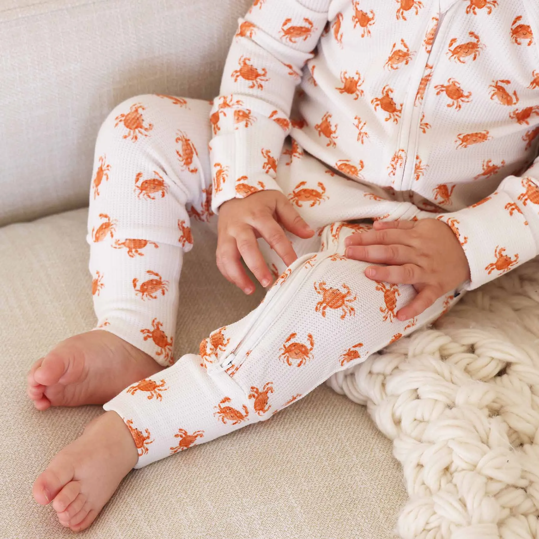 Beachy Waffle Bamboo Convertible Zip Rompers