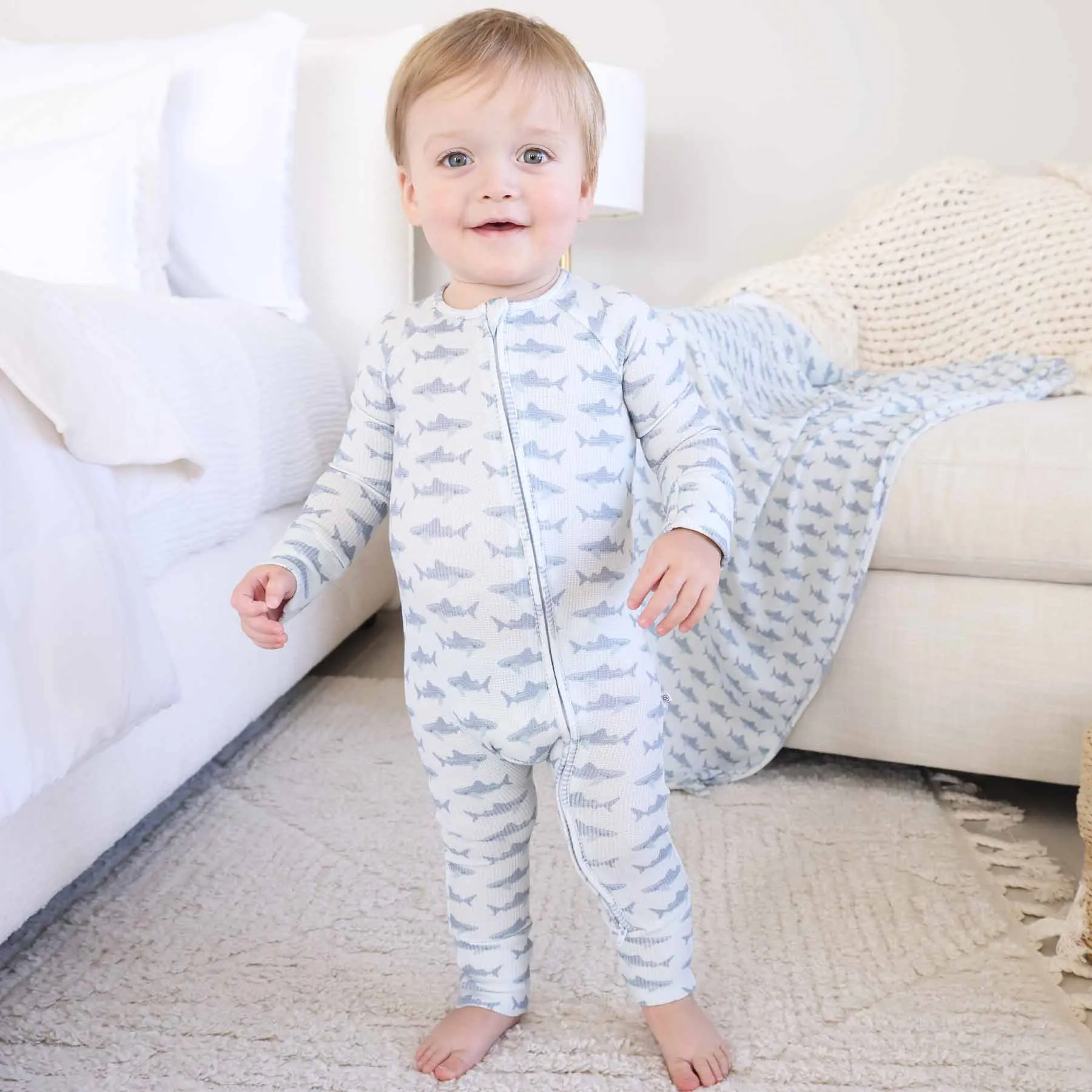 Beachy Waffle Bamboo Convertible Zip Rompers