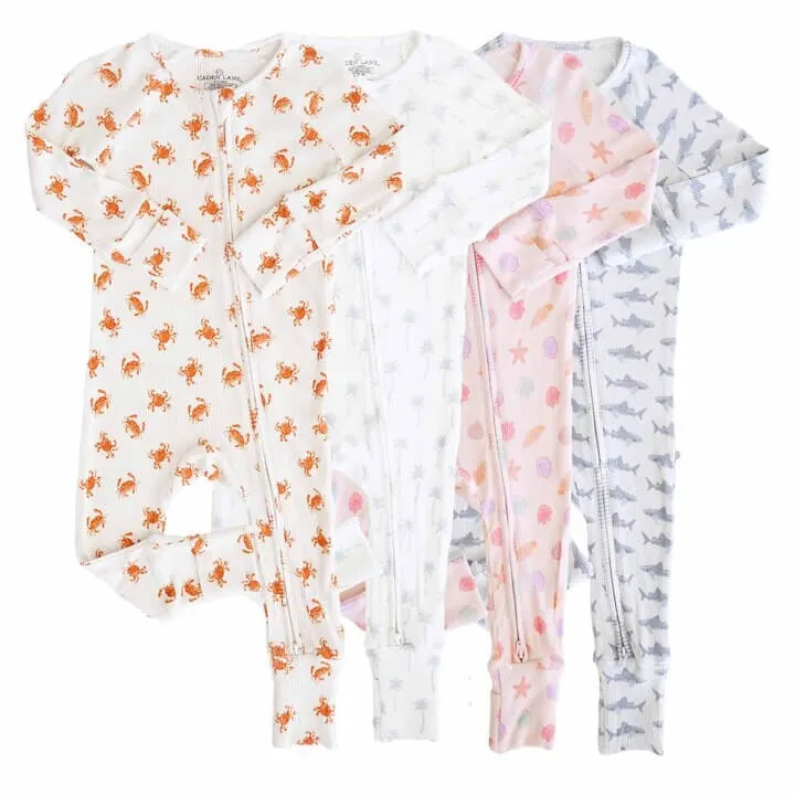 Beachy Waffle Bamboo Convertible Zip Rompers