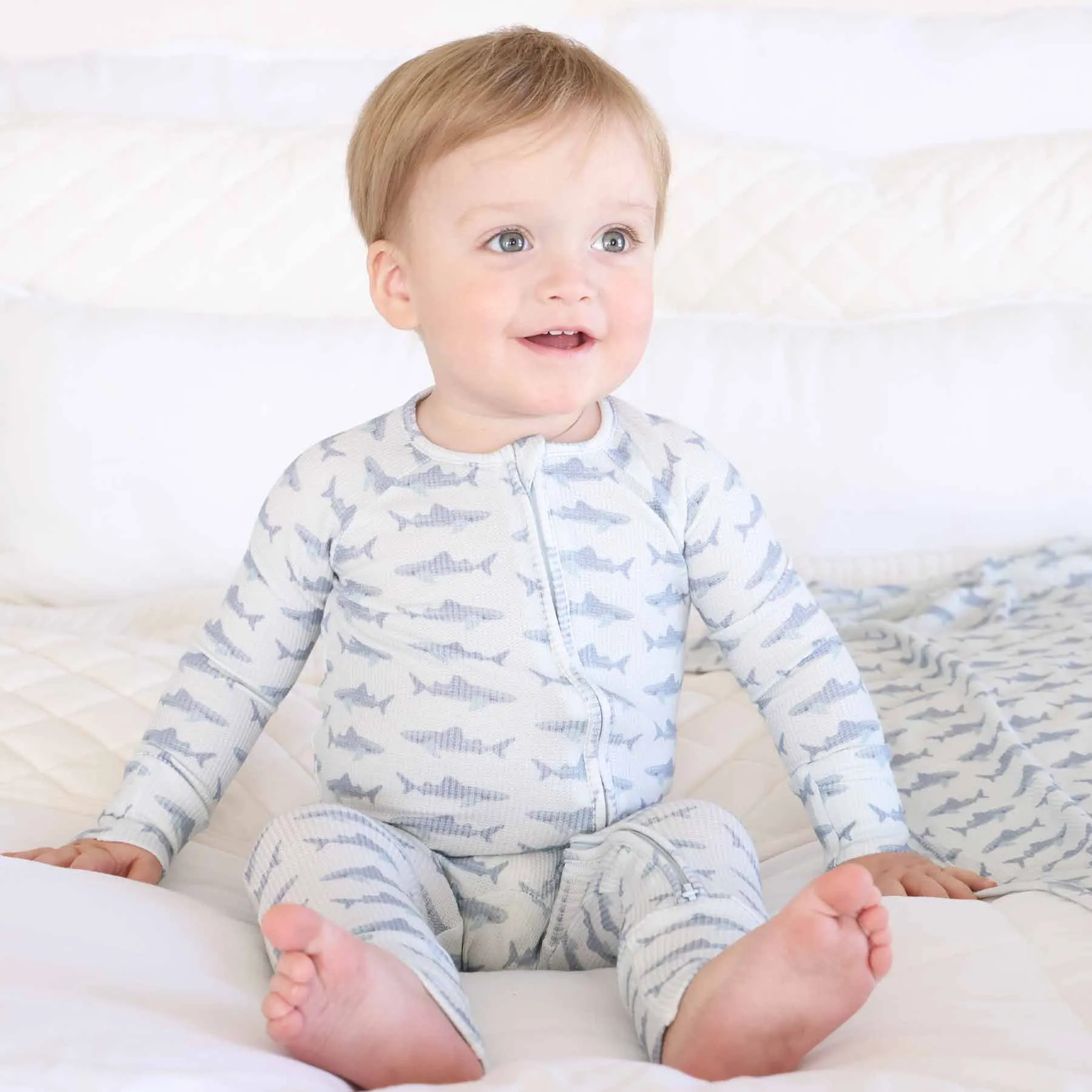 Beachy Waffle Bamboo Convertible Zip Rompers