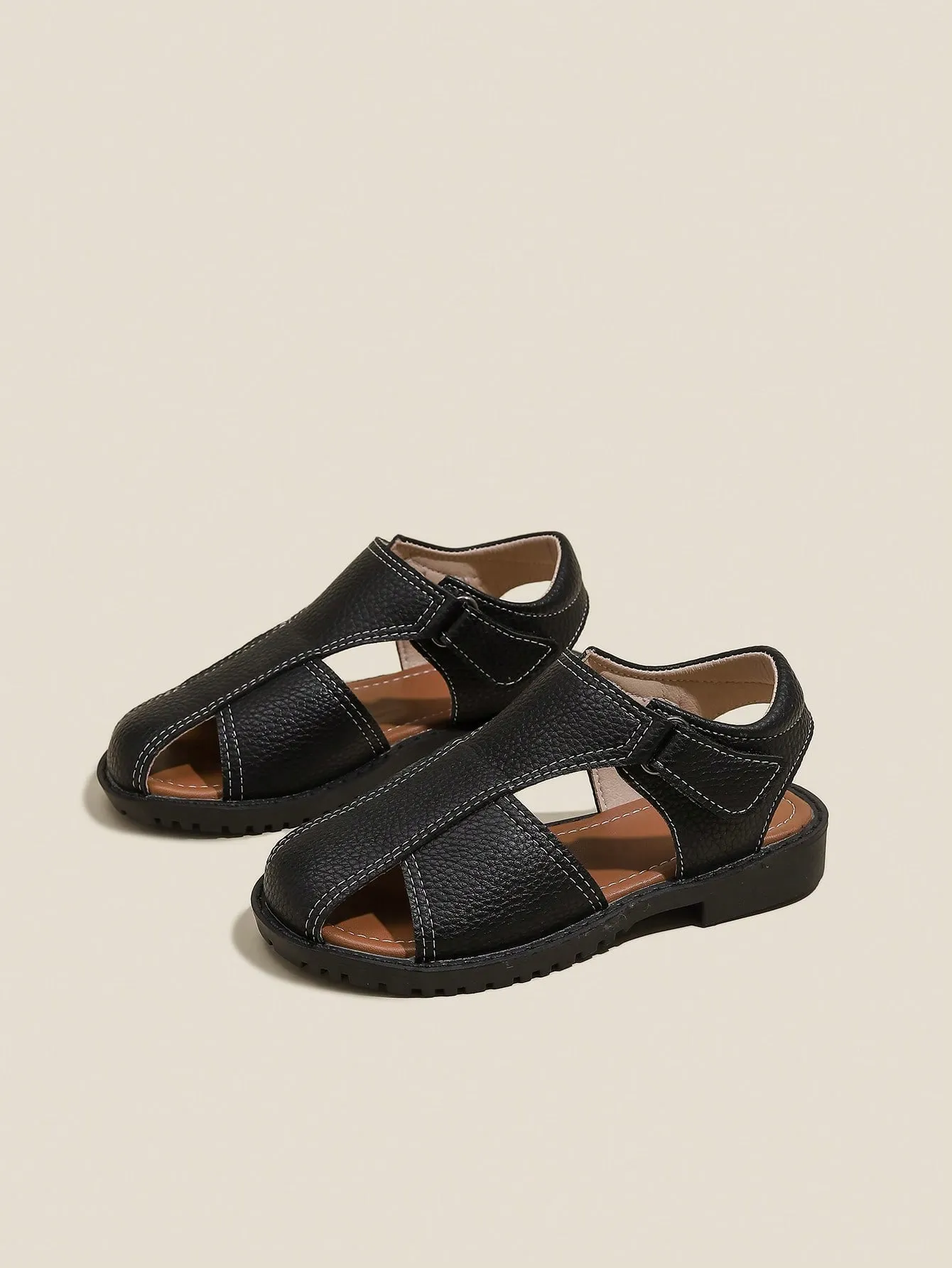 Black Side Cut Strappy Sandals