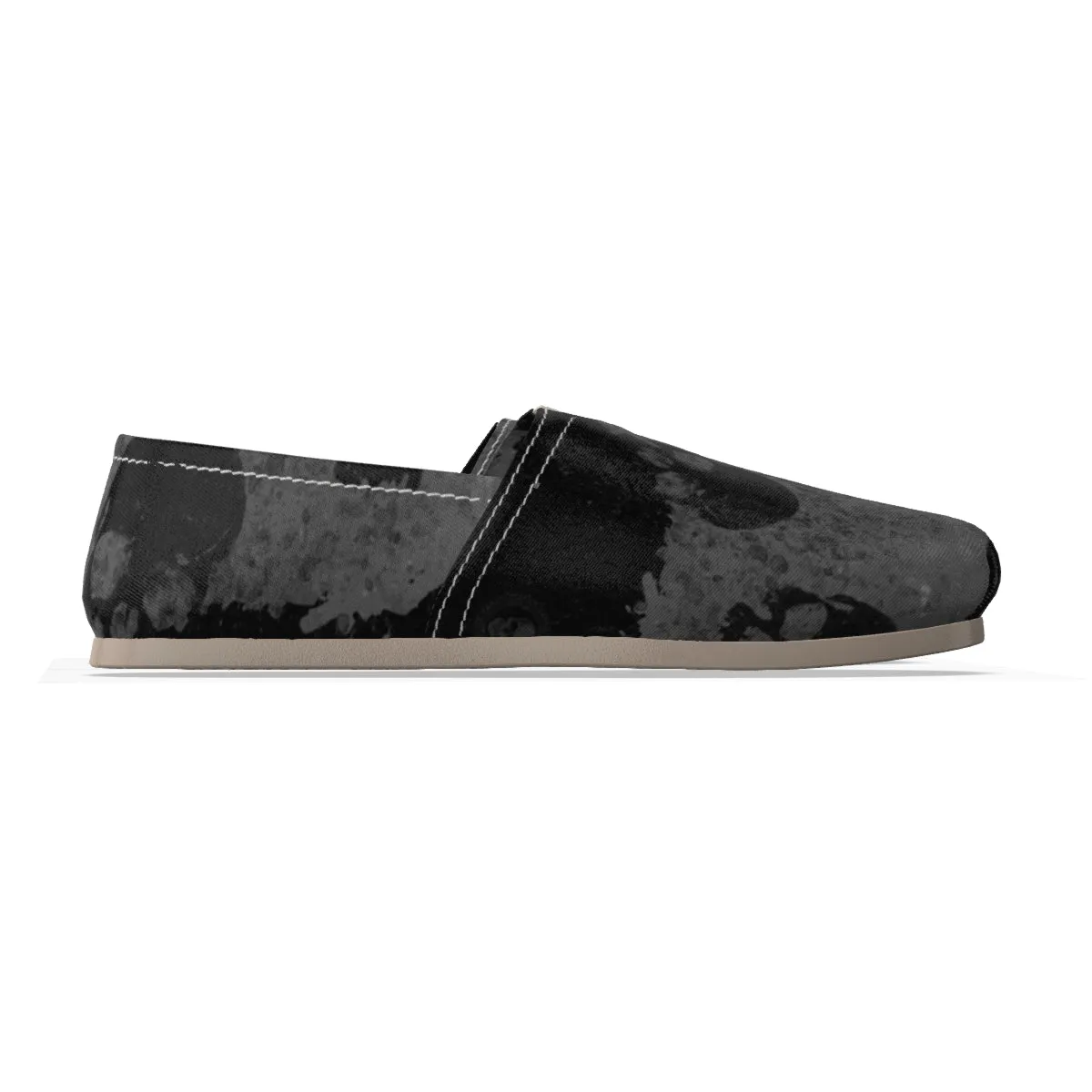Blk/grey skull  Print Men's Canvas Fisherman Shoes