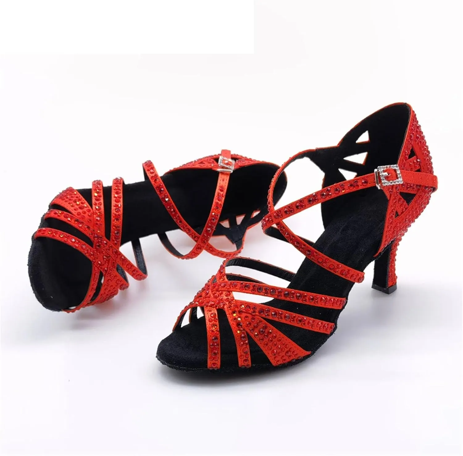 Blue Latin Dance Shoes - Rhinestone Sandals for Tango/Waltz Weddings (9CM/3.54")