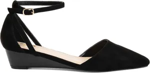 Brinley Co. Womens Pointed Toe Ankle Strap Sliver Wedge  Color Black Size 9M
