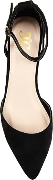Brinley Co. Womens Pointed Toe Ankle Strap Sliver Wedge  Color Black Size 9M