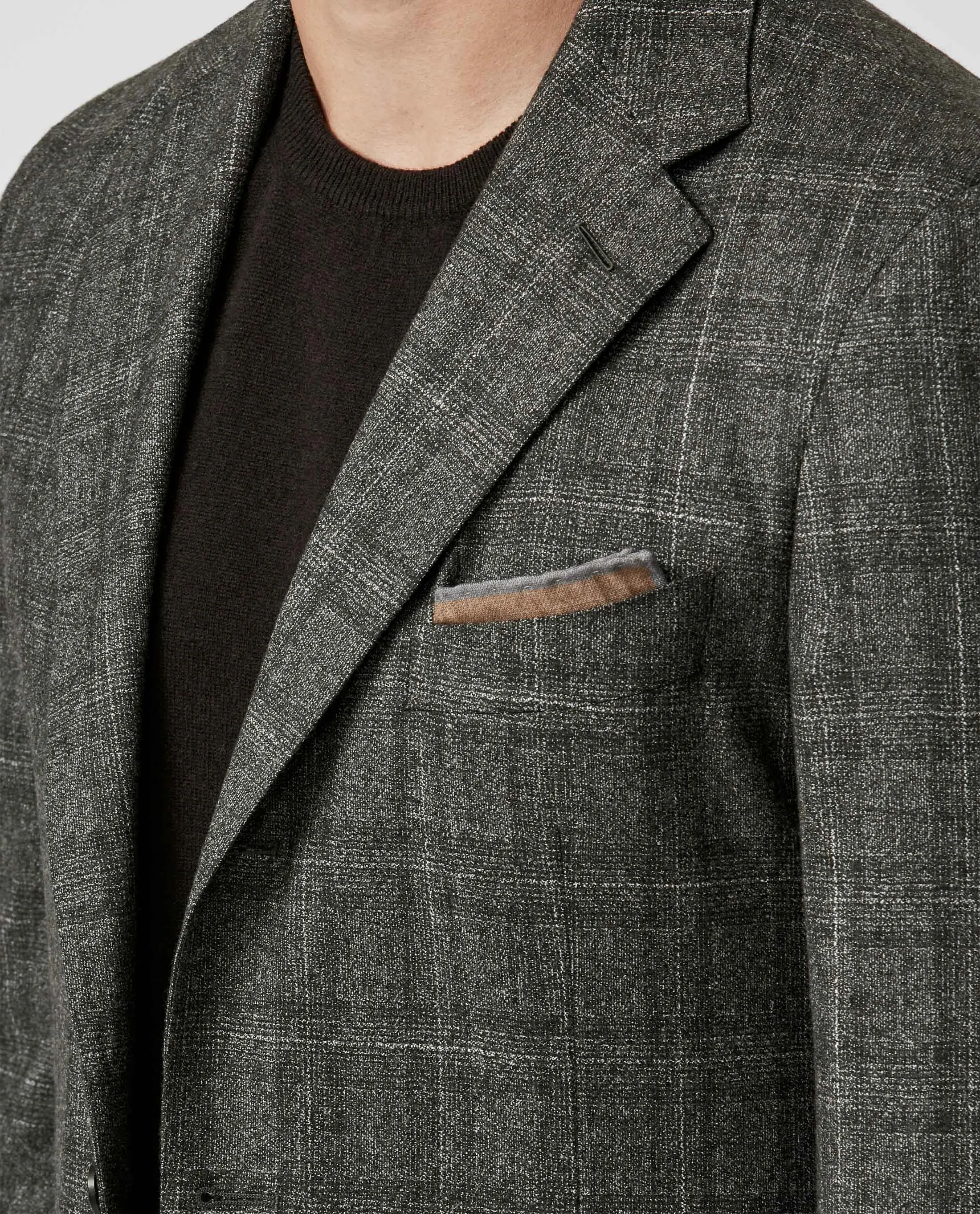 Cerruti Anthracite Grey Doppio Ritorto Merino Wool Stretch Flannel with Check