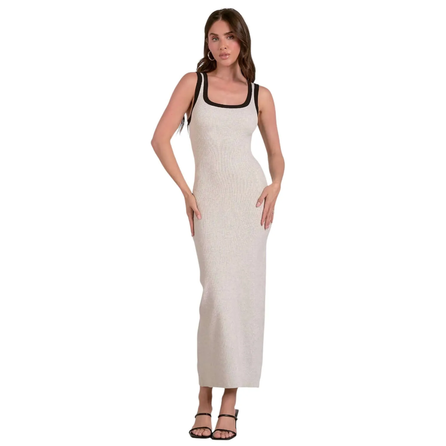 Contrasting Trim Tank Maxi Dress