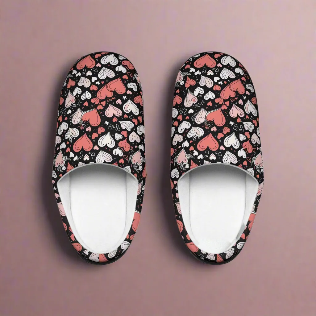 Cozy Colorful Hearts Women's Indoor Slippers
