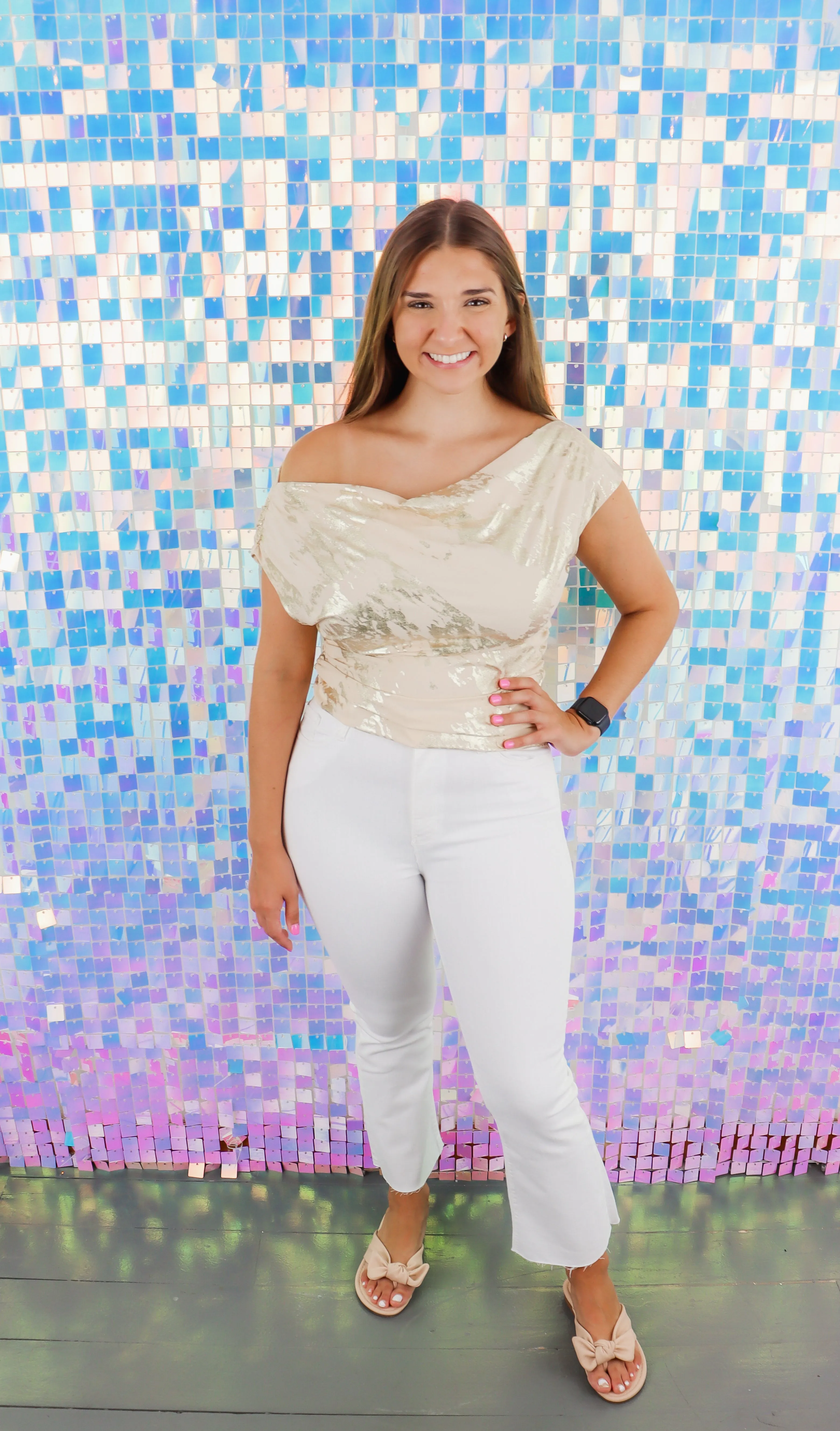 Cream Asymmetrical Printed Top