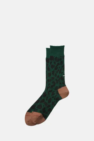 Crew Socks Leopard D.Green/Brown