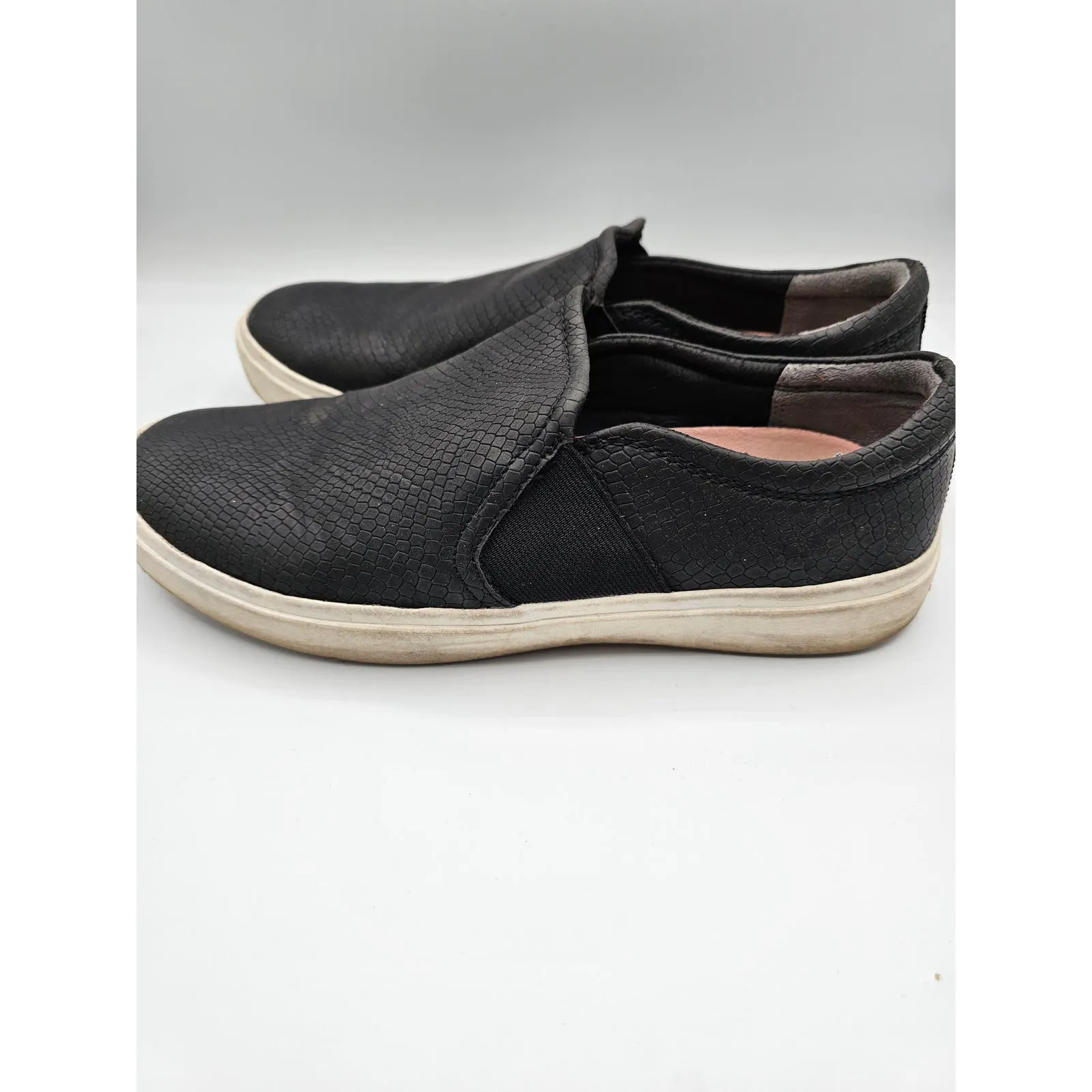 Dr Scholls Be Free Womens Sz 8.5 Black Leather Slip On Shoes