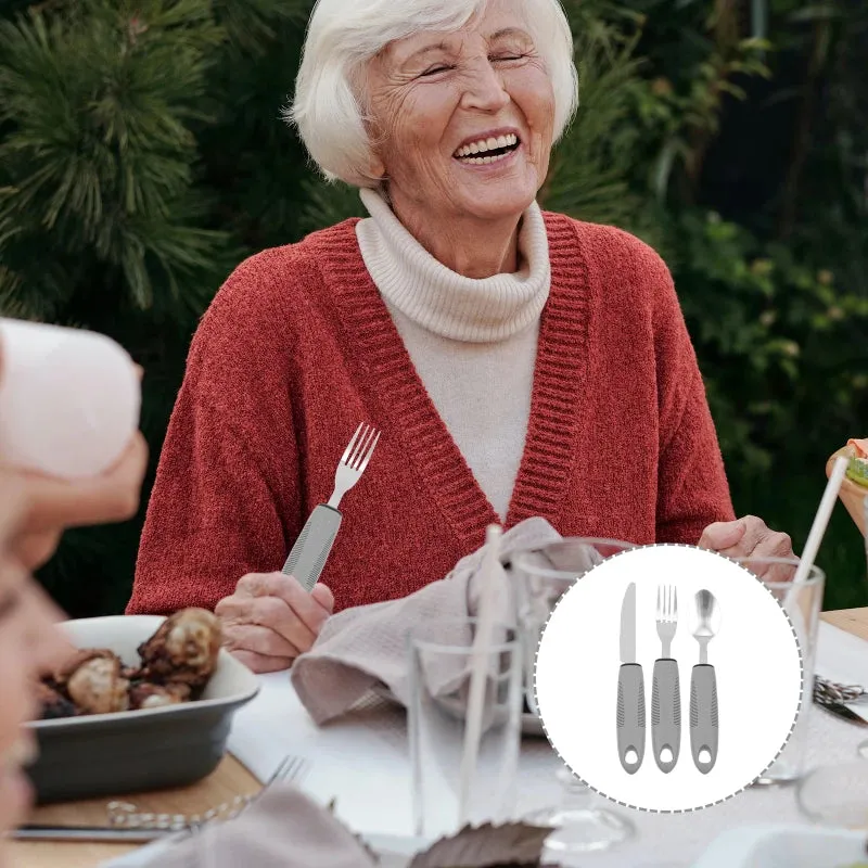 Elderly Utensils Adaptive Built Cutlery Up Bendable Spoon Handicapped People Fork Elderly set Parkinsons Non Handle Silverware