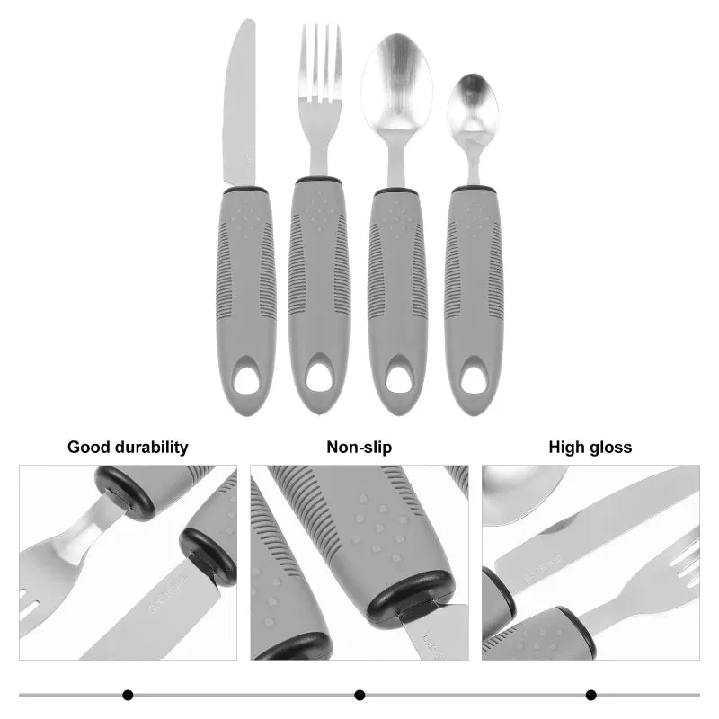 Elderly Utensils Adaptive Built Cutlery Up Bendable Spoon Handicapped People Fork Elderly set Parkinsons Non Handle Silverware