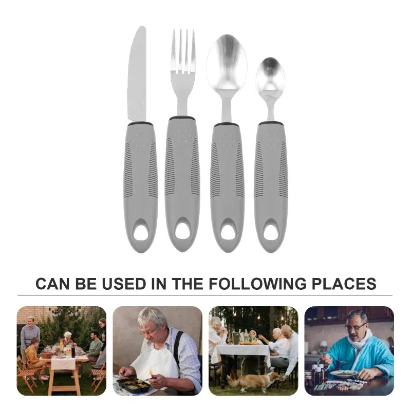 Elderly Utensils Adaptive Built Cutlery Up Bendable Spoon Handicapped People Fork Elderly set Parkinsons Non Handle Silverware