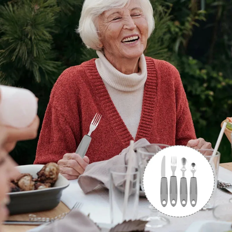 Elderly Utensils Adaptive Built Cutlery Up Bendable Spoon Handicapped People Fork Elderly set Parkinsons Non Handle Silverware