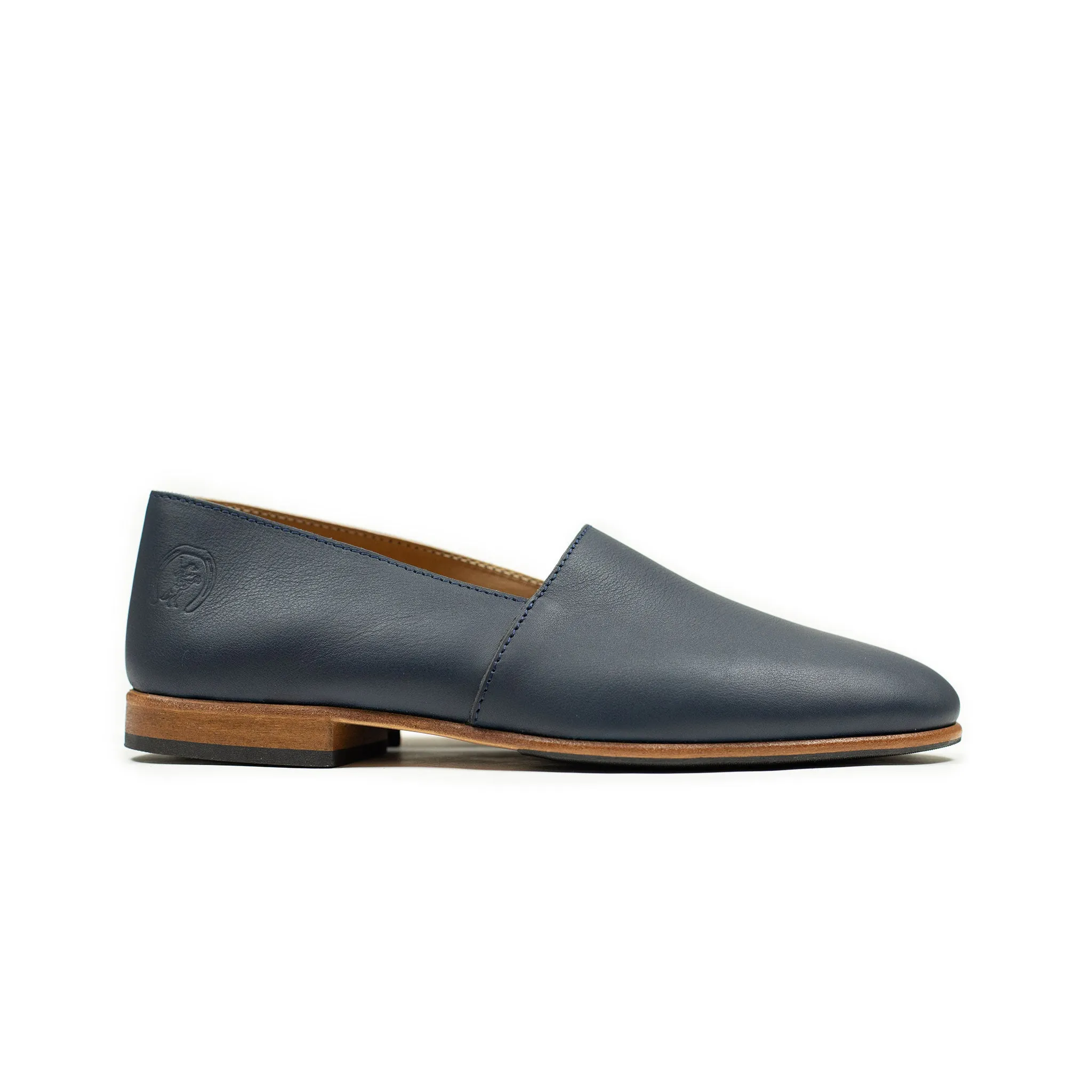 Exclusive Maury slippers in navy soft calf