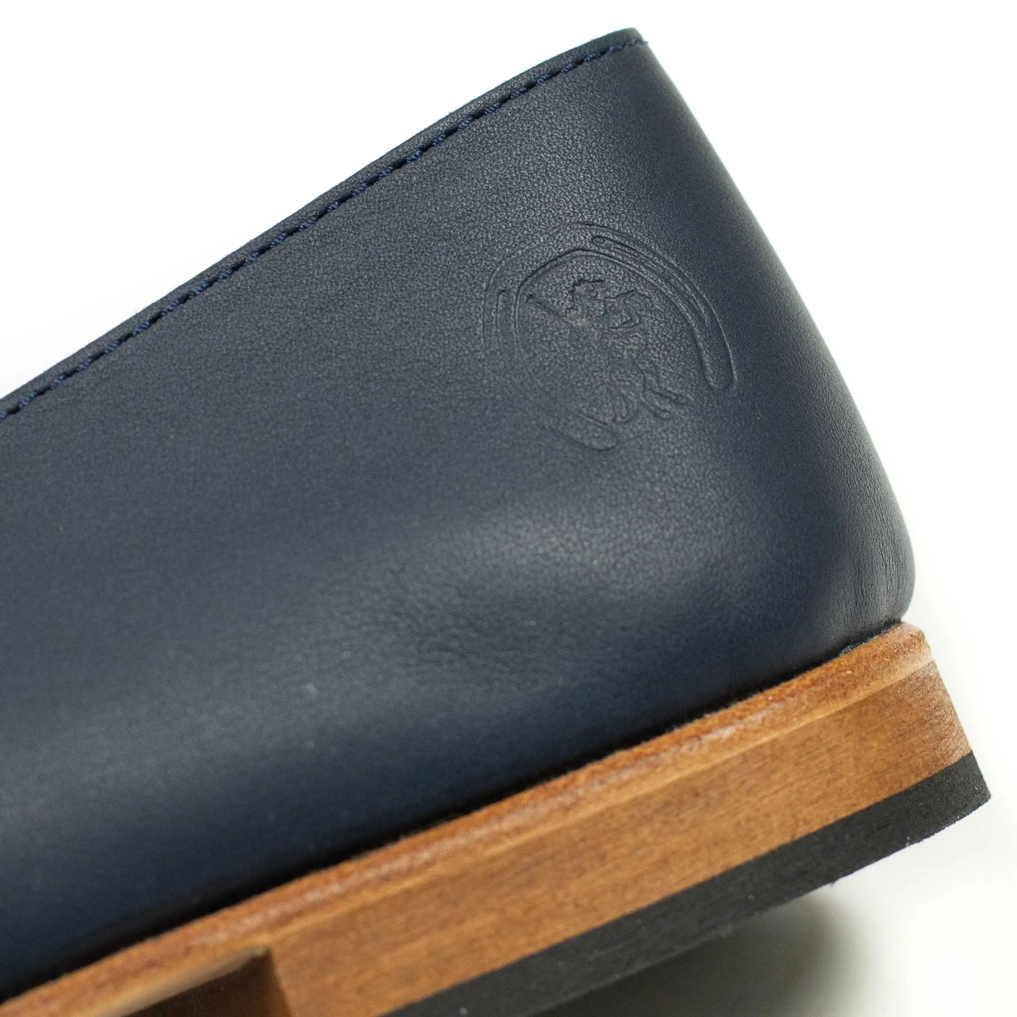 Exclusive Maury slippers in navy soft calf