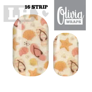 Flipflops and Seashells Nail Wraps