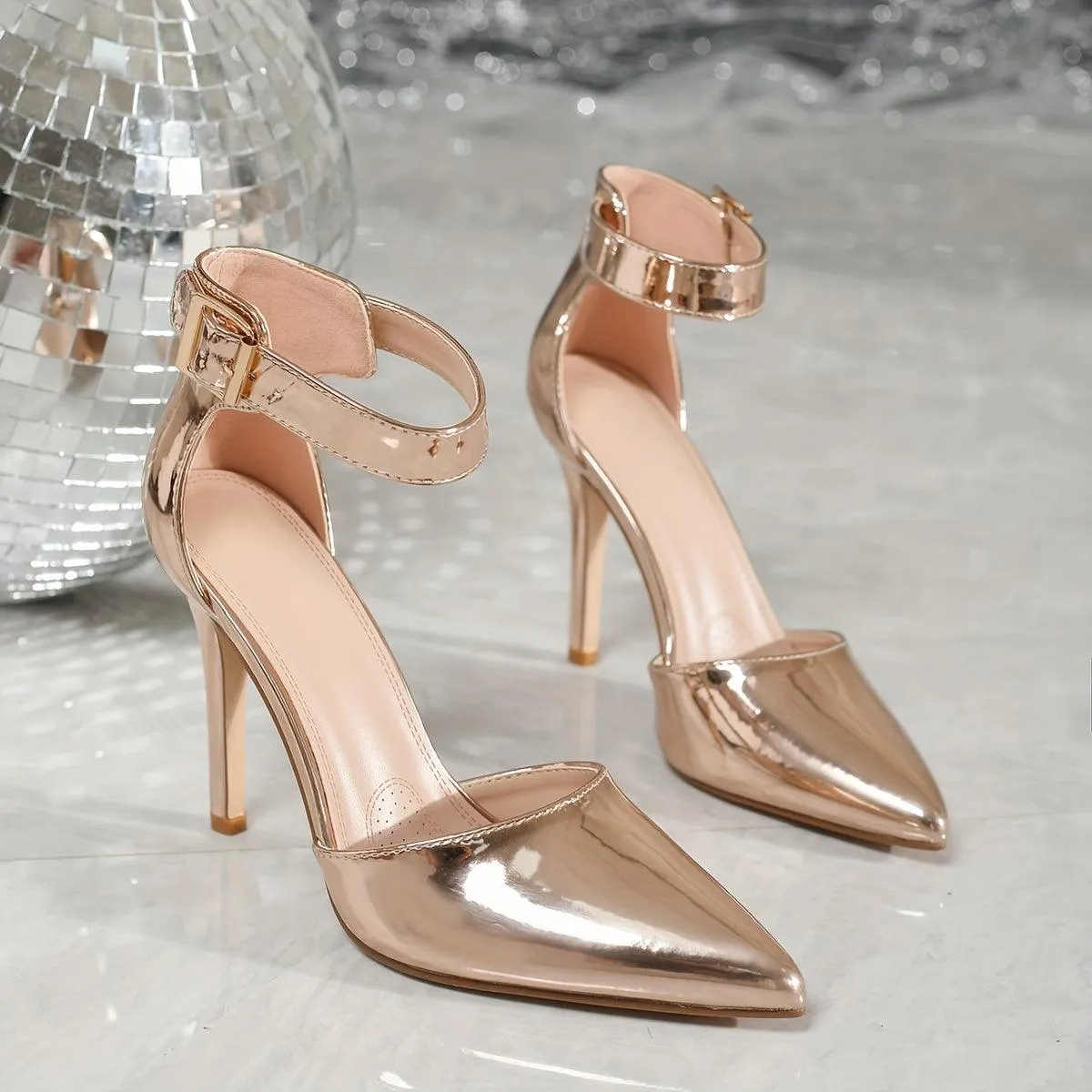 Golden Stiletto Sandals Elegant - Chic Dress Shoes for Women