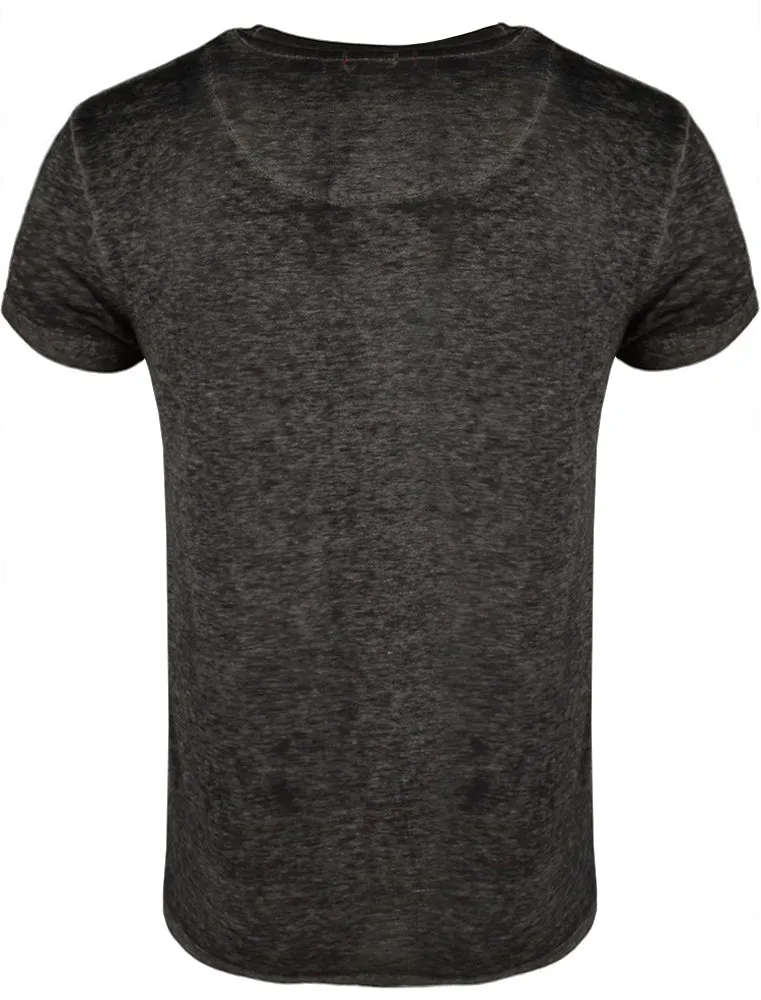 GonzaloB Crew Neck Burn Out T-Shirt in Charcoal
