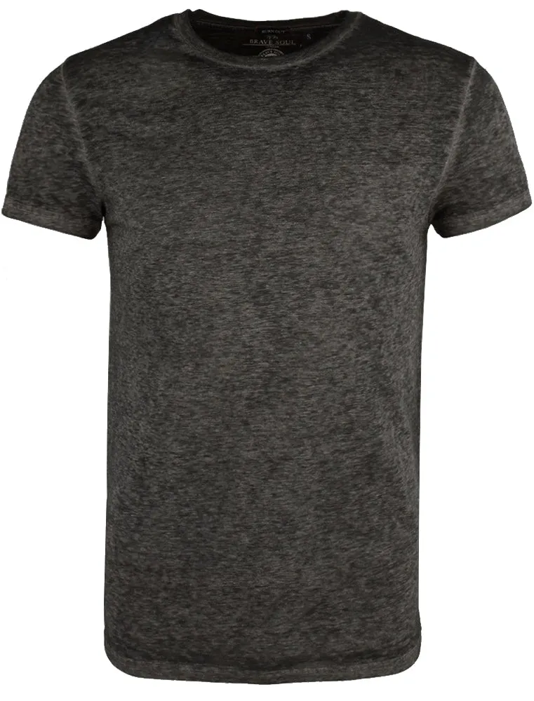 GonzaloB Crew Neck Burn Out T-Shirt in Charcoal