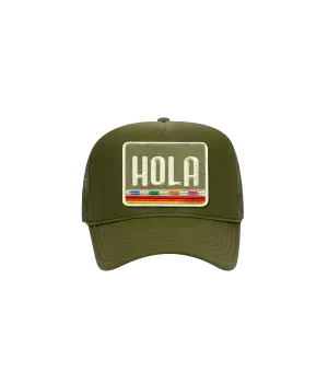 Hola Trucker Hat in Olive Army Green