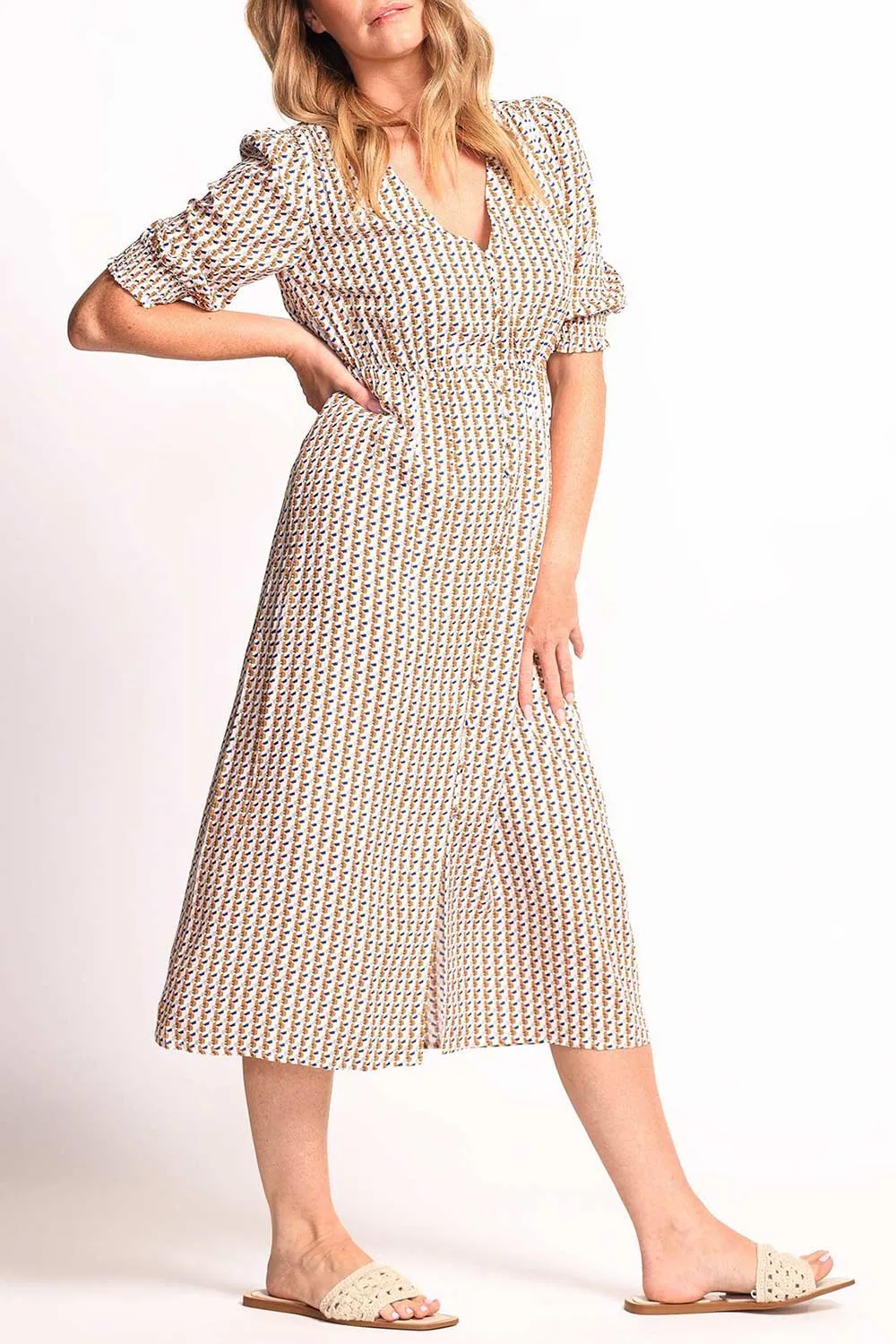 Kolomo | Midi Dress w/ Geometric Pattern