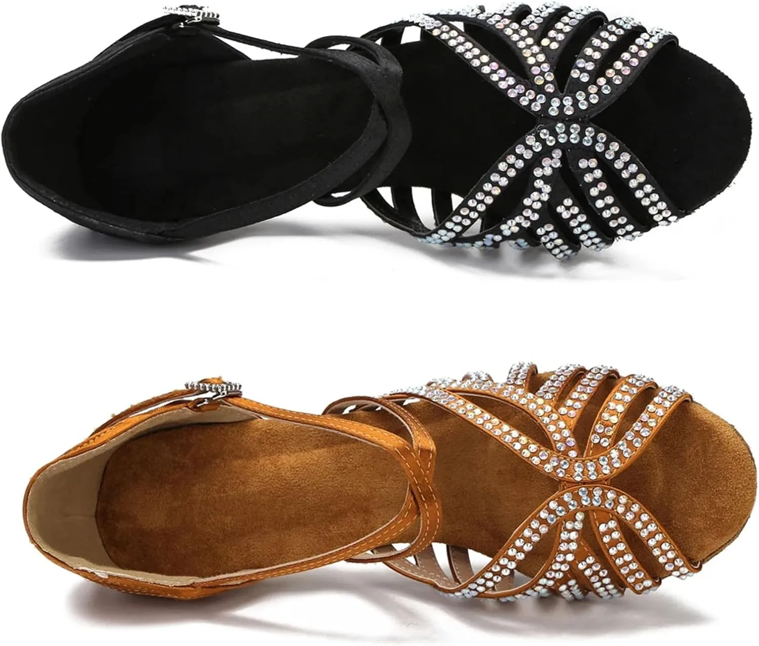 Latin Dance Shoes - Rhinestone Sandals with 9CM (3.54") Heels for Tango, Rumba, Samba, Wedding