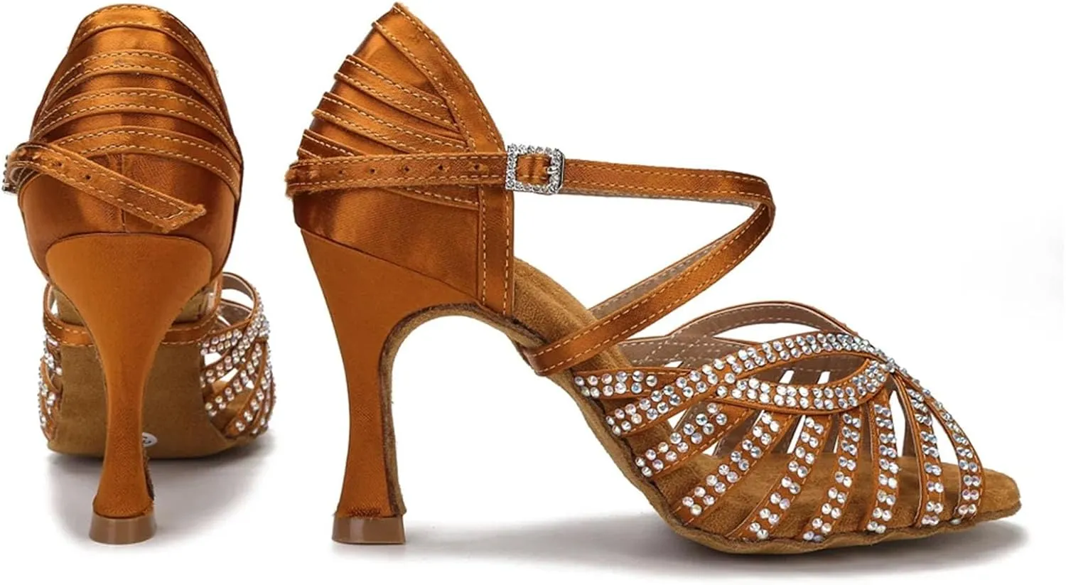 Latin Dance Shoes - Rhinestone Sandals with 9CM (3.54") Heels for Tango, Rumba, Samba, Wedding