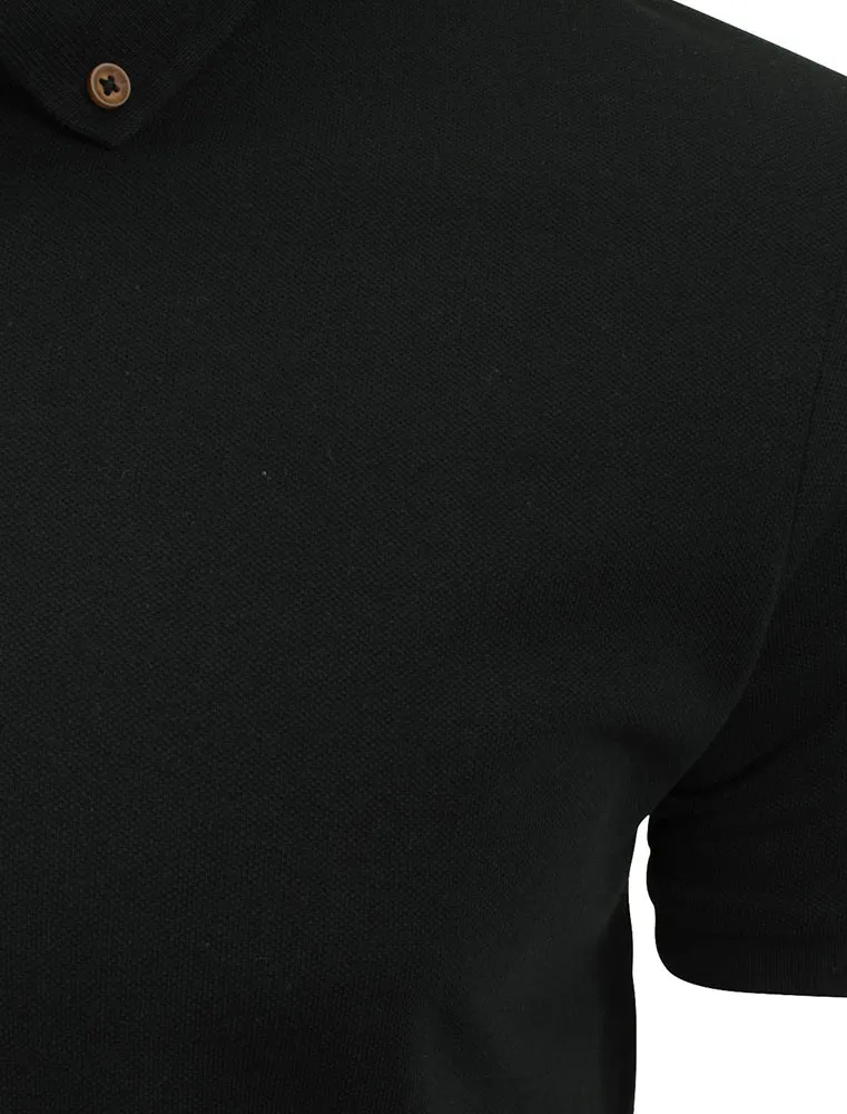 Link Pique Cotton Polo Shirt in Black