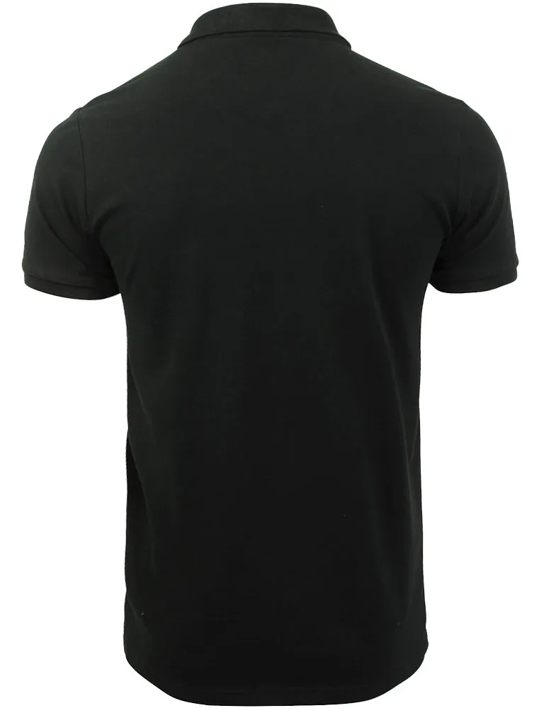 Link Pique Cotton Polo Shirt in Black