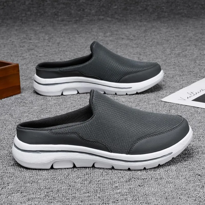 LLTMALL Men's Backless Mesh Walking Mules Shoes Comfort Slip on Garden Clog Slippers