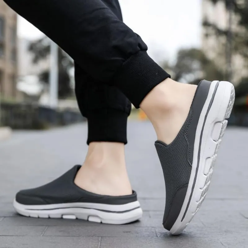 LLTMALL Men's Backless Mesh Walking Mules Shoes Comfort Slip on Garden Clog Slippers