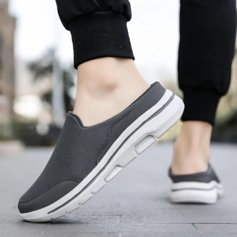 LLTMALL Men's Backless Mesh Walking Mules Shoes Comfort Slip on Garden Clog Slippers