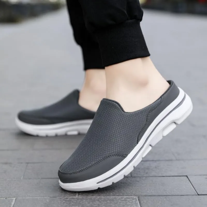 LLTMALL Men's Backless Mesh Walking Mules Shoes Comfort Slip on Garden Clog Slippers