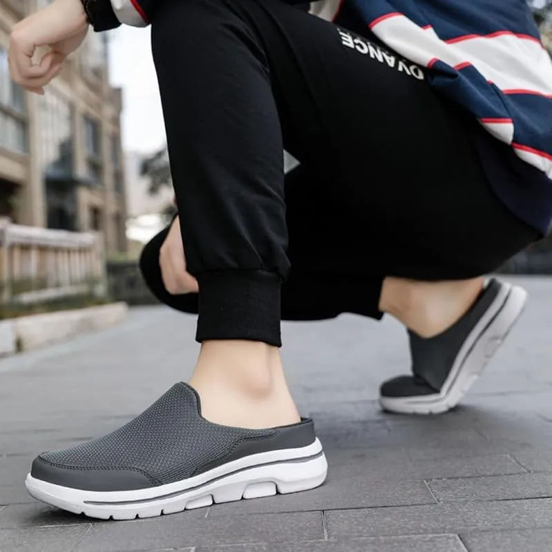 LLTMALL Men's Backless Mesh Walking Mules Shoes Comfort Slip on Garden Clog Slippers