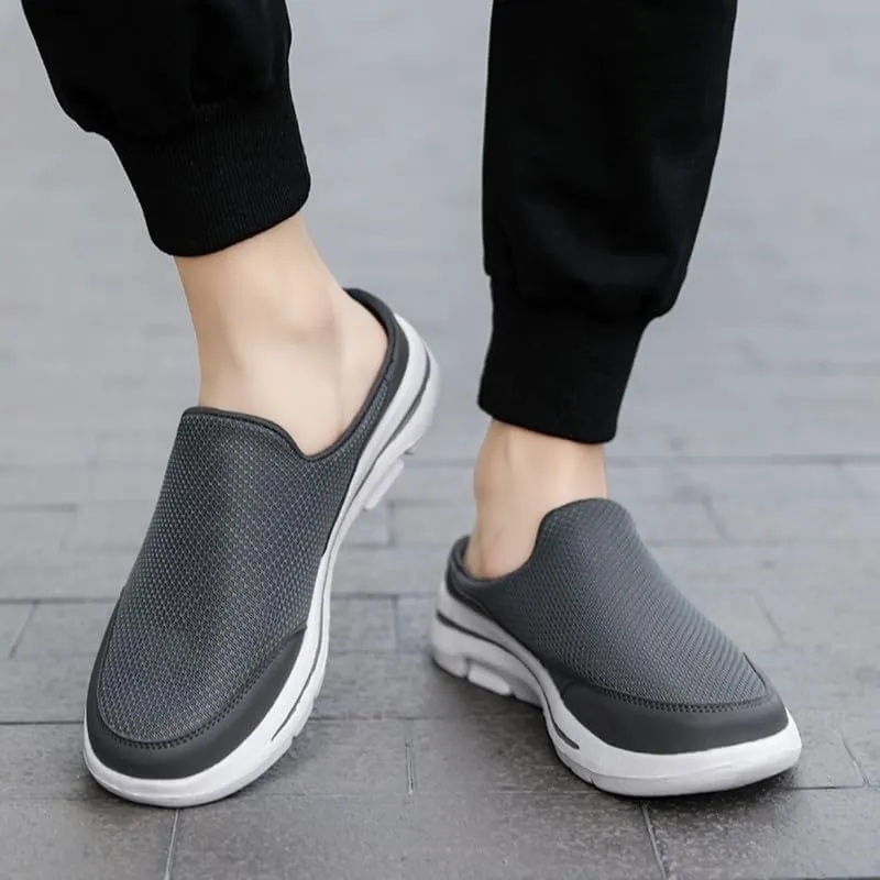 LLTMALL Men's Backless Mesh Walking Mules Shoes Comfort Slip on Garden Clog Slippers