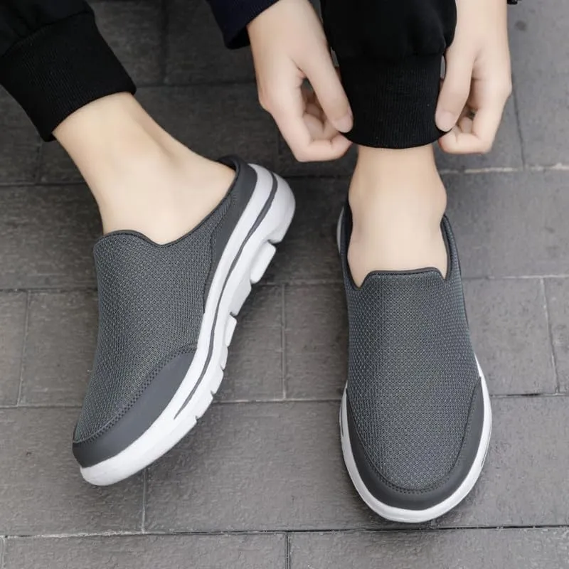 LLTMALL Men's Backless Mesh Walking Mules Shoes Comfort Slip on Garden Clog Slippers