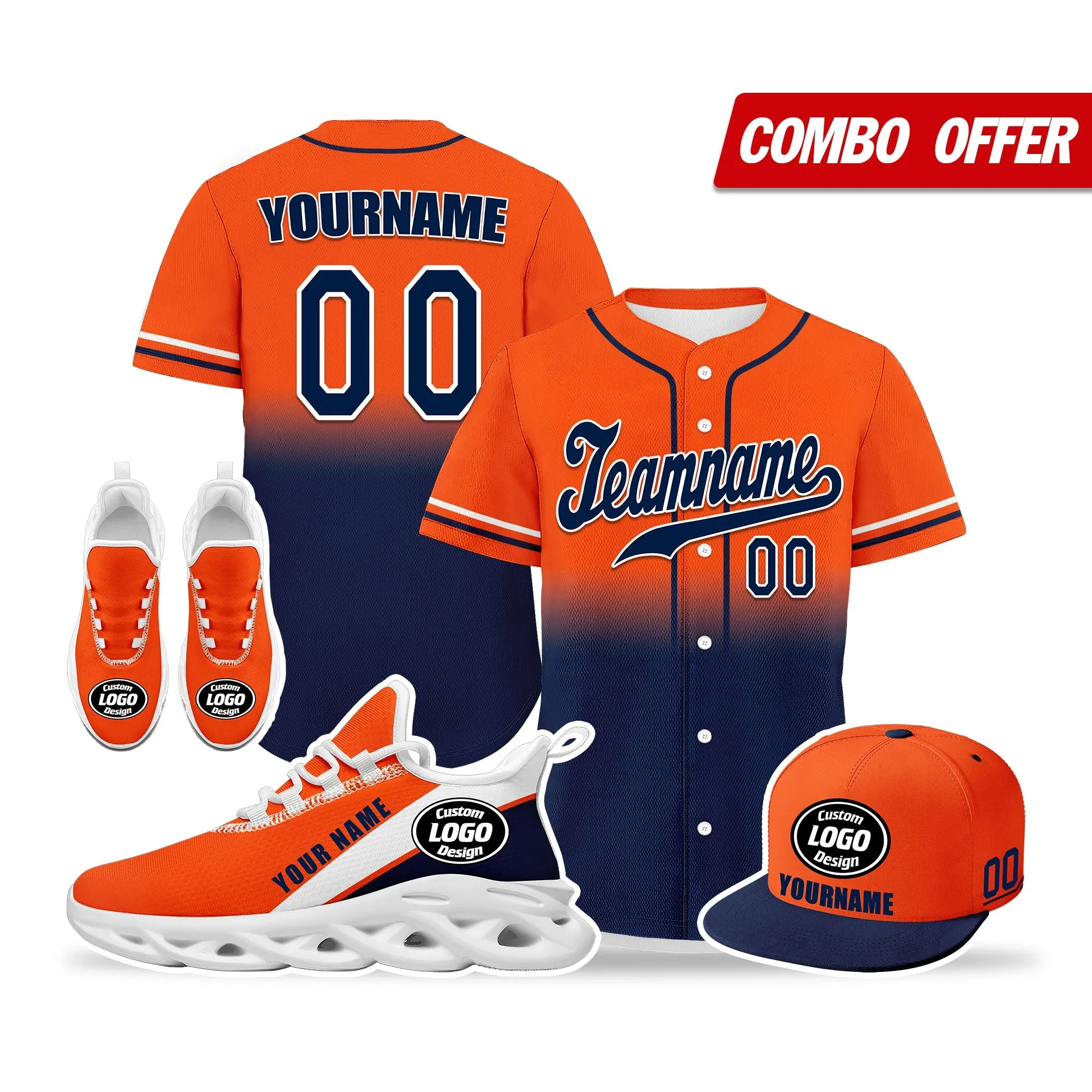 Luxury Gifts,Custom Orange Blue Jersey MaxSoul Shoes and Hat Combo Offer Personalized ZH-bd0b007e-ae
