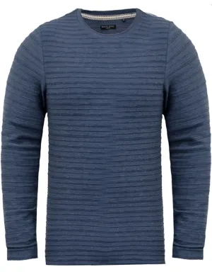 Madison Stripe Textured Long Sleeve Top in Blue