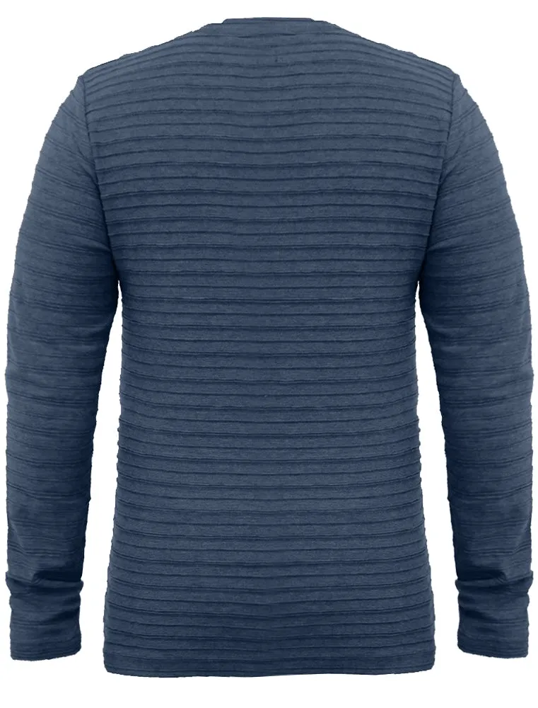 Madison Stripe Textured Long Sleeve Top in Blue