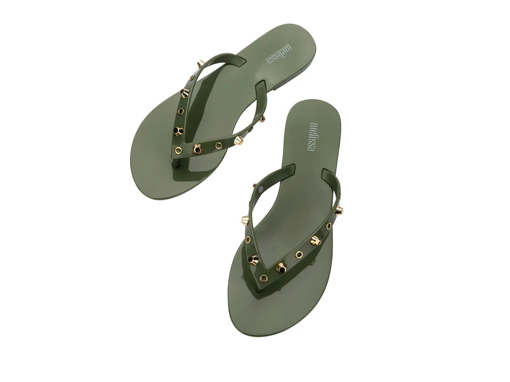 Melissa Harmonic Studs II AD Green Flat Flipflops